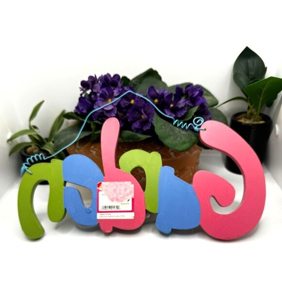 Colorful Wooden Garden Letter Hanging Sign With Flowers & Ladybug Art - Picture 4 of 6